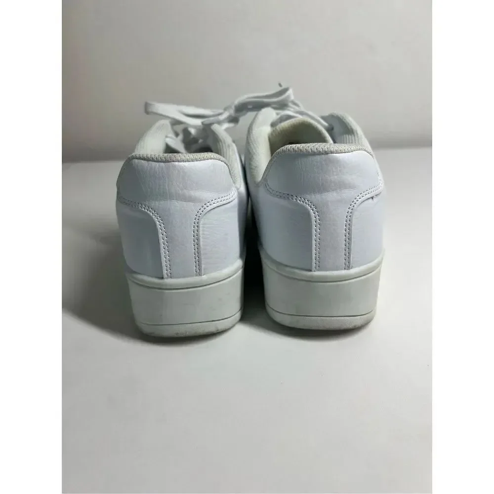Time & Tru Faux Leather Sneakers Women's 9 White Shoes Classic Court Casual